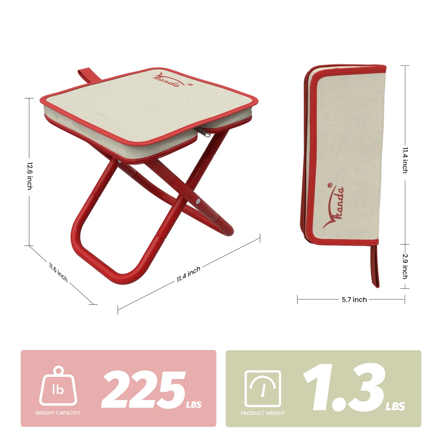Folding Stool Camping Stool, Portable Folding Stool with Carrying Bag, 12-Inch Portable Folding Chair (1.3Lbs), Outdoor Travel