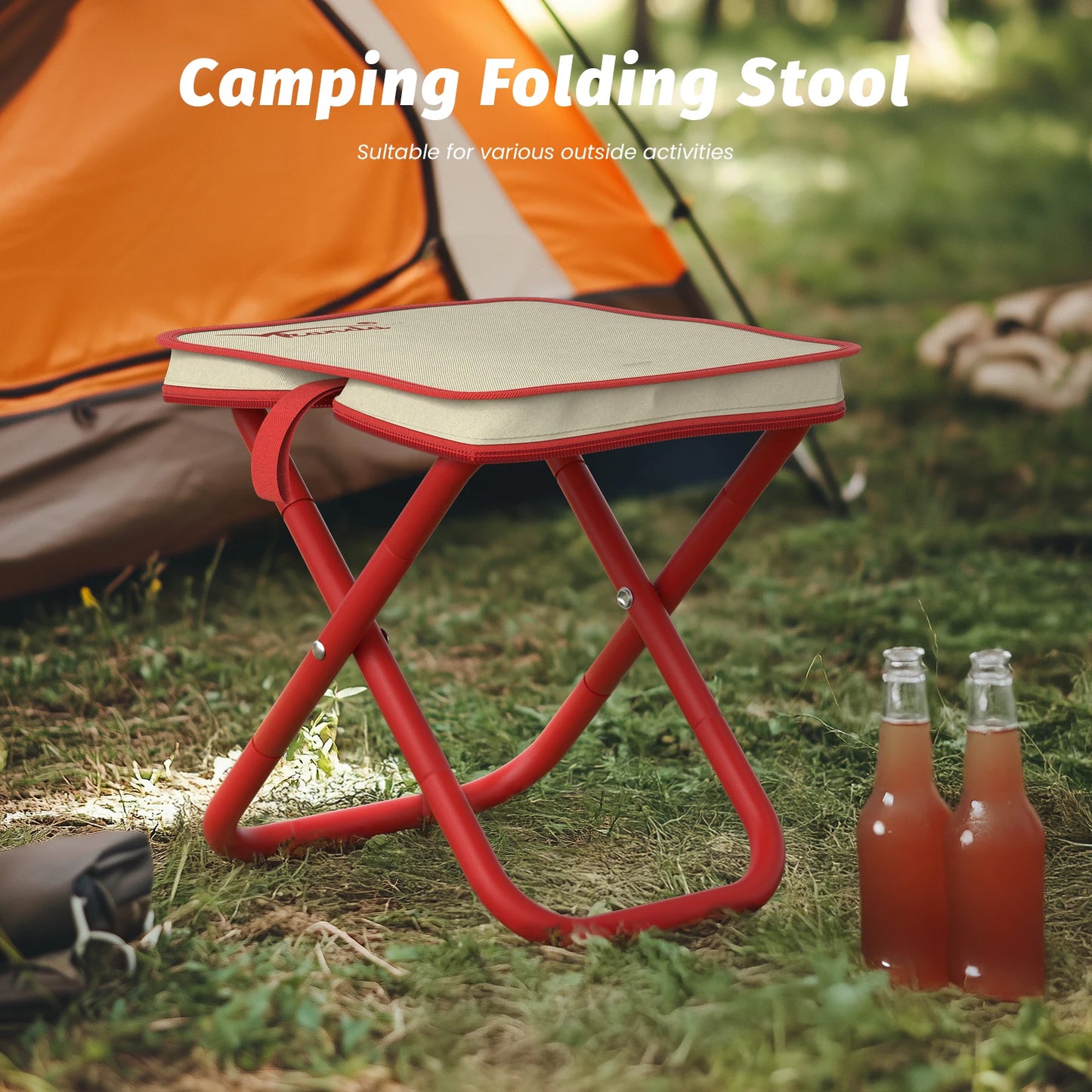 Folding Stool Camping Stool, Portable Folding Stool with Carrying Bag, 12-Inch Portable Folding Chair (1.3Lbs), Outdoor Travel