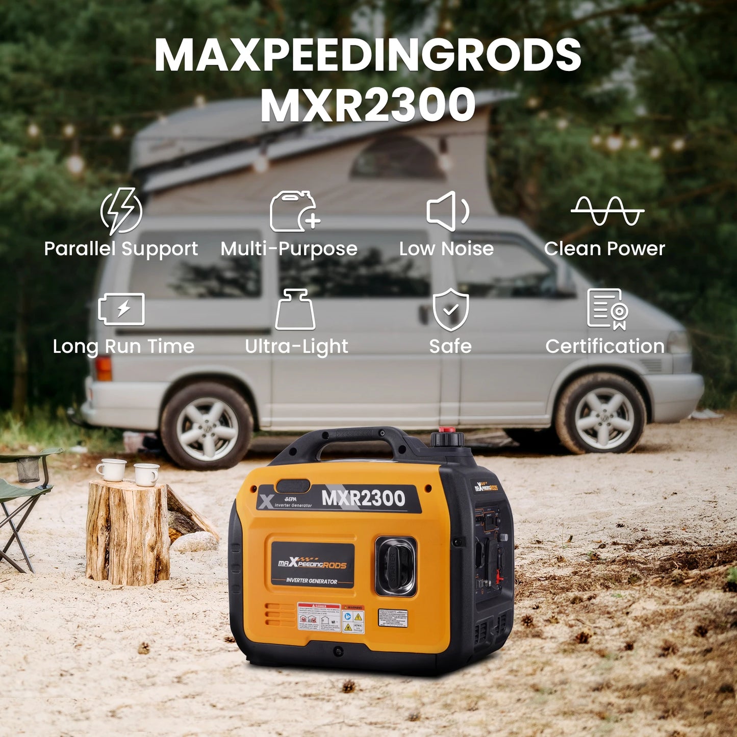 2300 Watt Generators Portable Gas Generator Inverter Quiet for Home and Camping for RV Camping