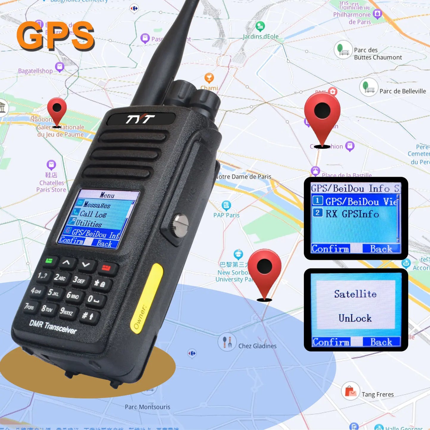 10W GPS IP67 Waterproof Record VHF UHF Dual Band Walkie Talkie