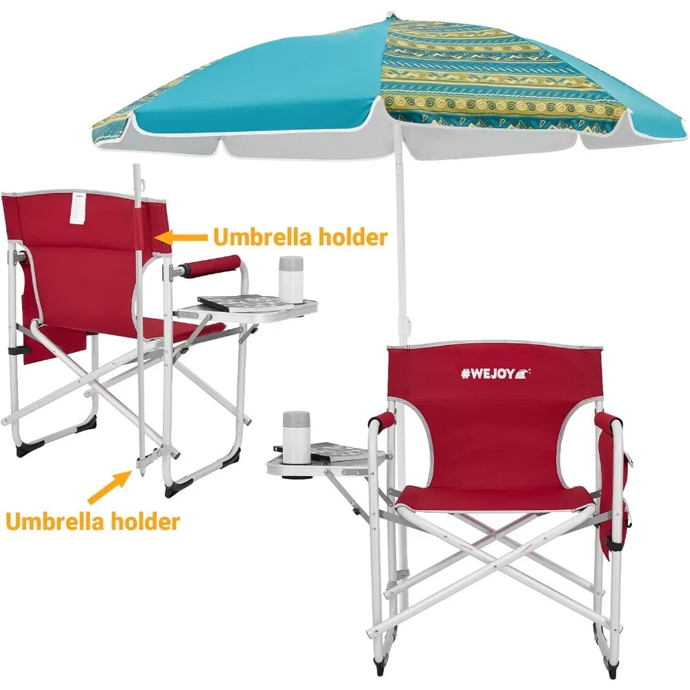 Heavy Duty Oversized Portable Folding Directors Chair with Side Table