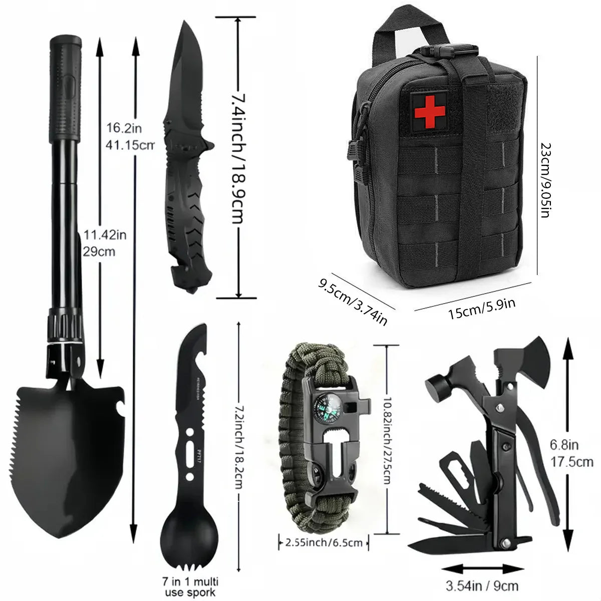 Survival Tool Set Multifunctional Self-defense Supplies and First Aid Kit
