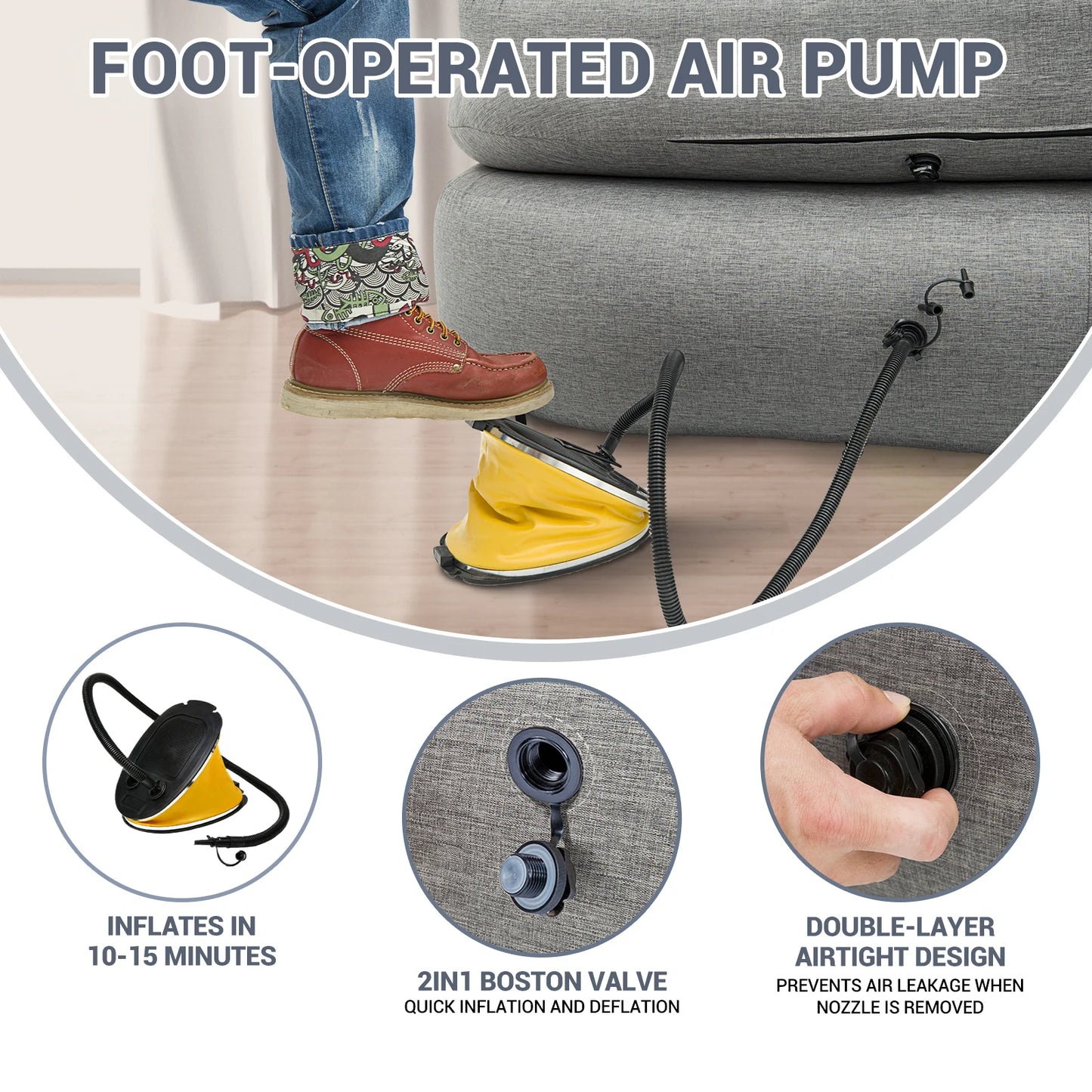 Portable Double Air Couch, Outdoor Air Beach Couch Inflatable Lounger for Camping, Picnics, and Beach Games