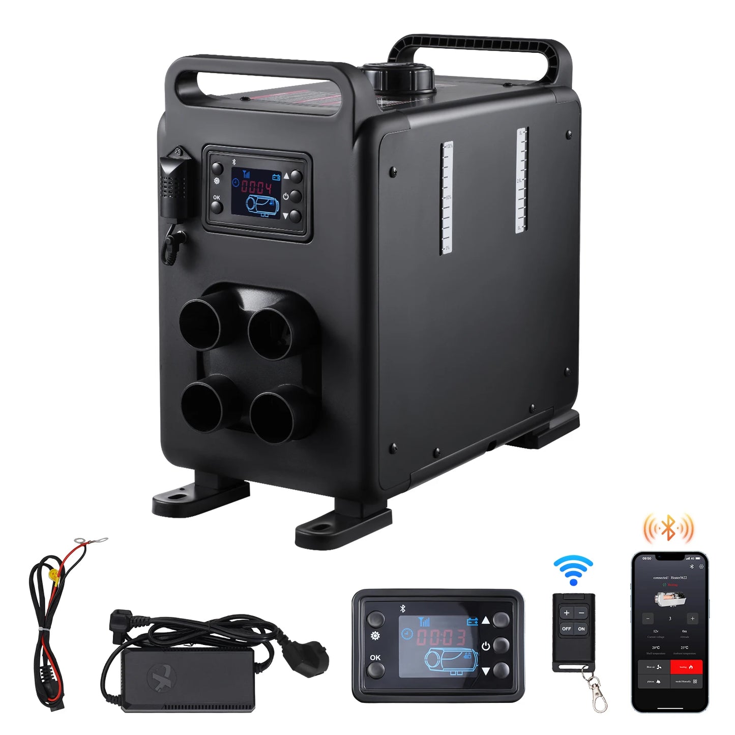 Diesel Heater 12V/24V Diesel Air Heater Bluetooth APP Remote Control and Display Screen, CO Alarm for Vehicles RVs