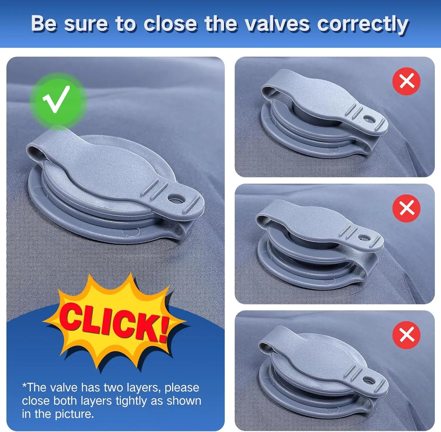 Double Sleeping Inflatable Pad4 Self Inflating 6'' Extra-Thick 2 Person