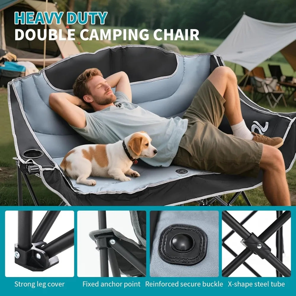 Oversized Heavy Duty Portable Padded Folding Loveseat