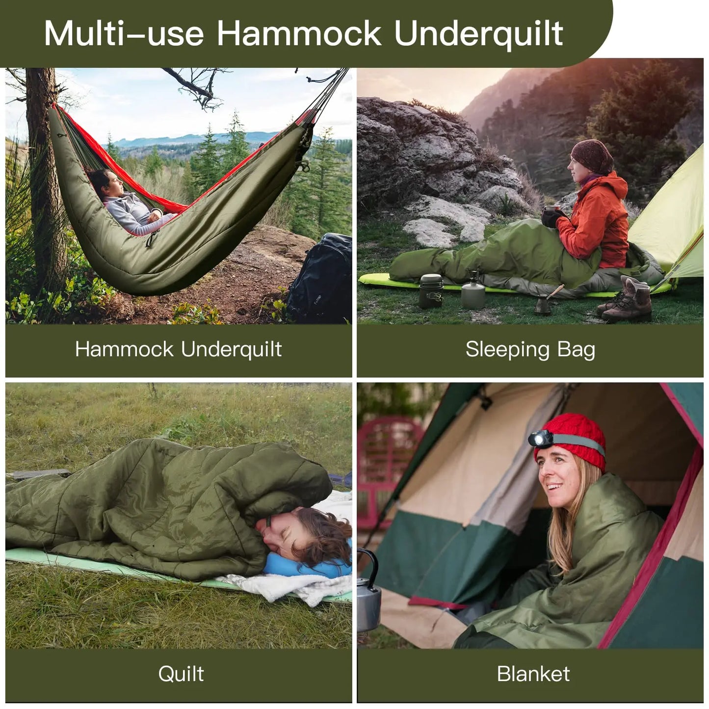 Single Insulated Under Blanket Hammock Sleeping Bag