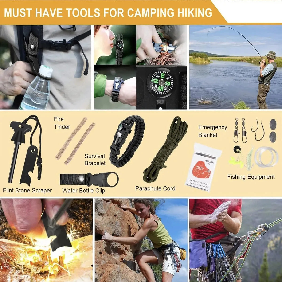 Survival Tool Set Multifunctional Self-defense Supplies and First Aid Kit