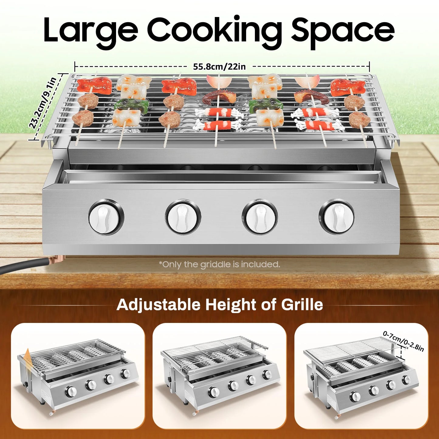 Smokeless Stainless Steel Portable Tabletop Gas Grill