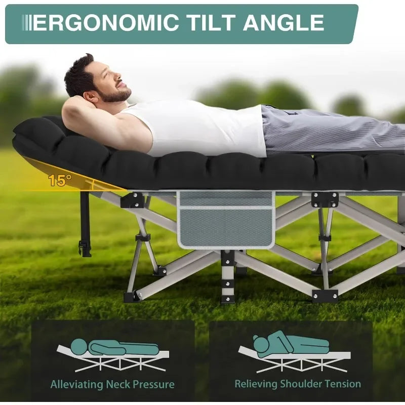 Heavy-Duty Portable Cot Bed with Mattress