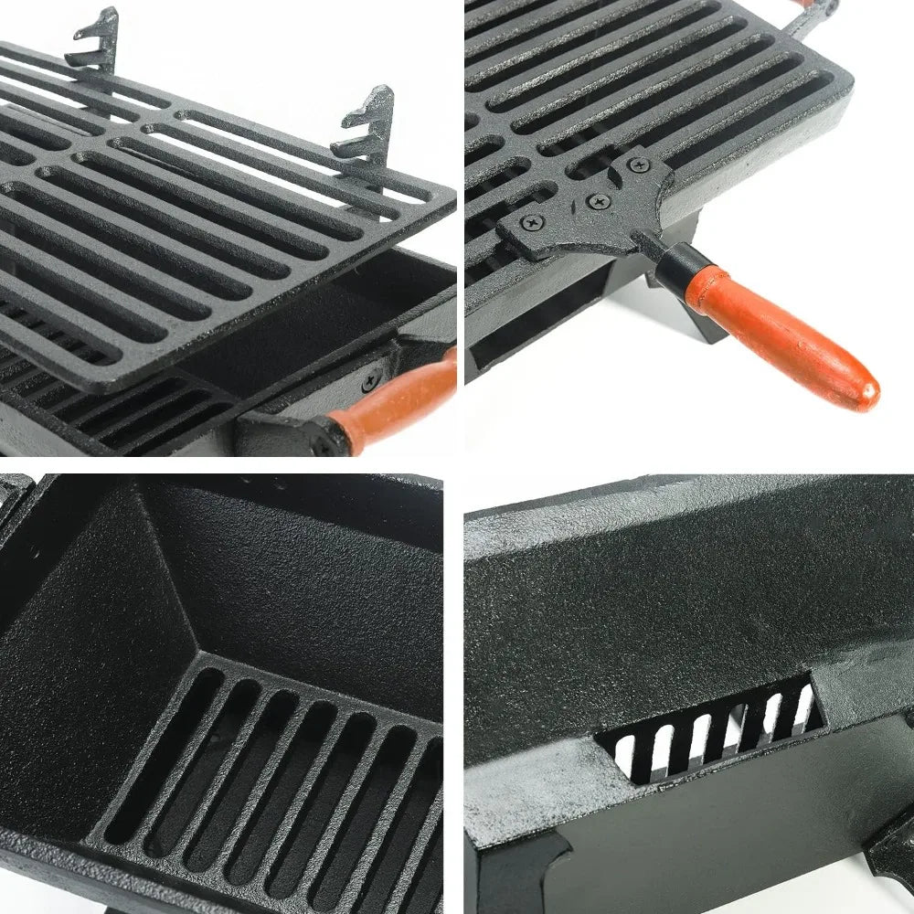 Heavy Duty Tabletop Cast Iron Charcoal Grill 12" x 6.8"