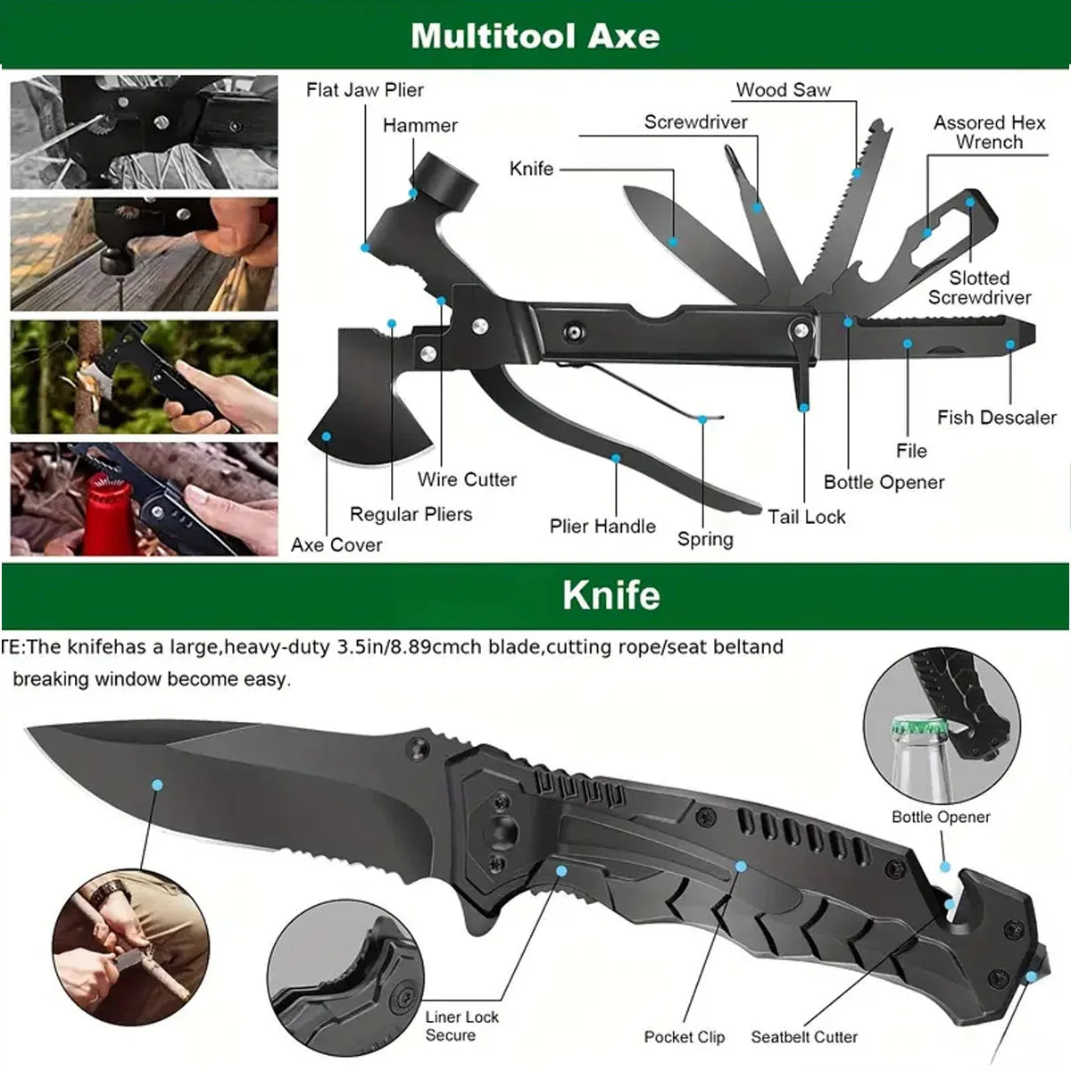 Survival Tool Set Multifunctional Self-defense Supplies and First Aid Kit