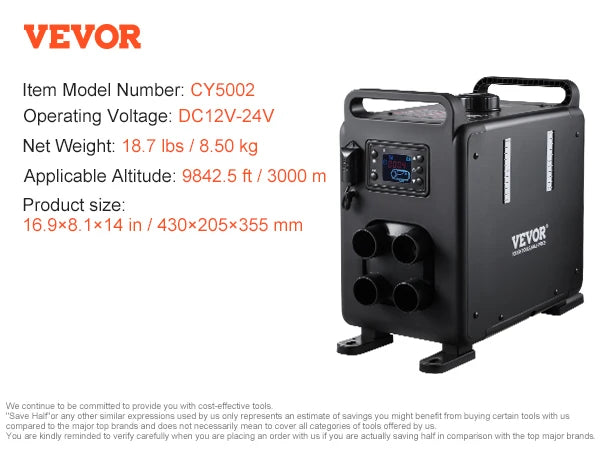 Diesel Heater 12V/24V Diesel Air Heater Bluetooth APP Remote Control and Display Screen, CO Alarm for Vehicles RVs