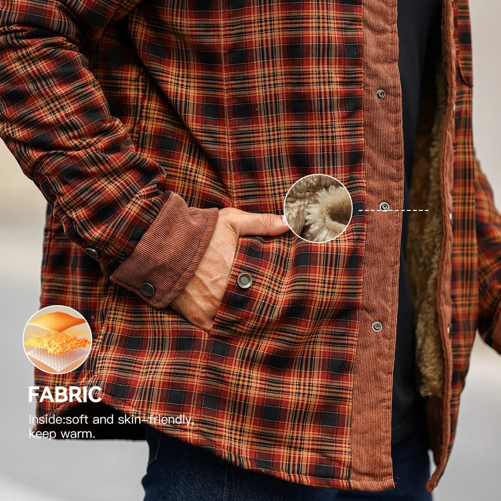 Windproof Warm Casual Bomber, Sherpa Lined Flannel Jacket Men US Size