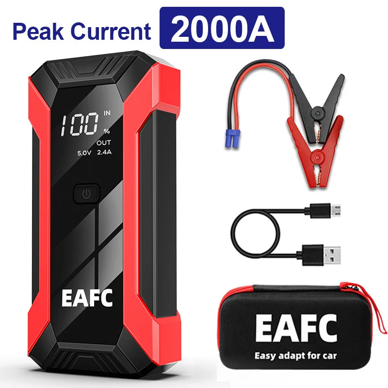 2000A Portable 12V Car Jump Starter with LED Light