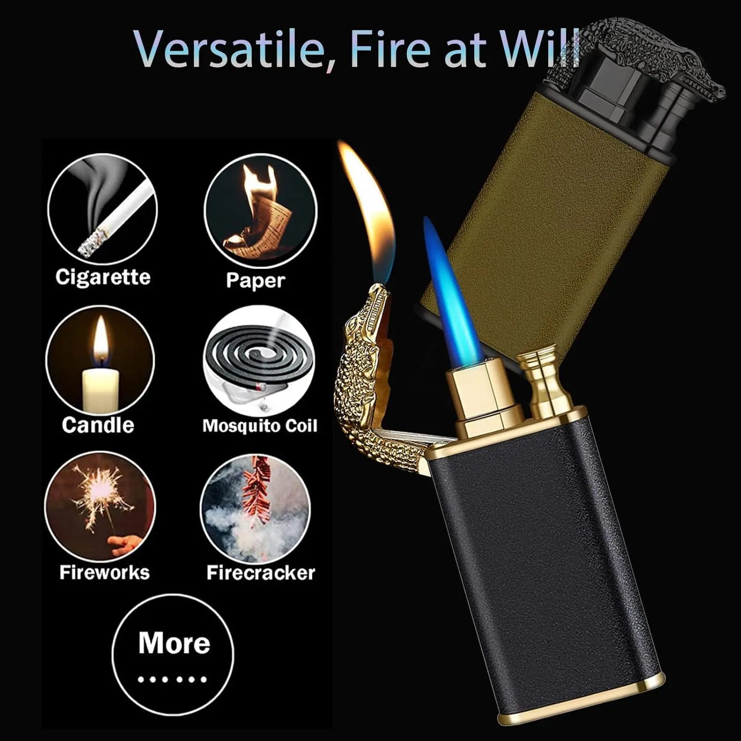 Cool Magic Crocodile Dual Flame Windproof Torch Lighter