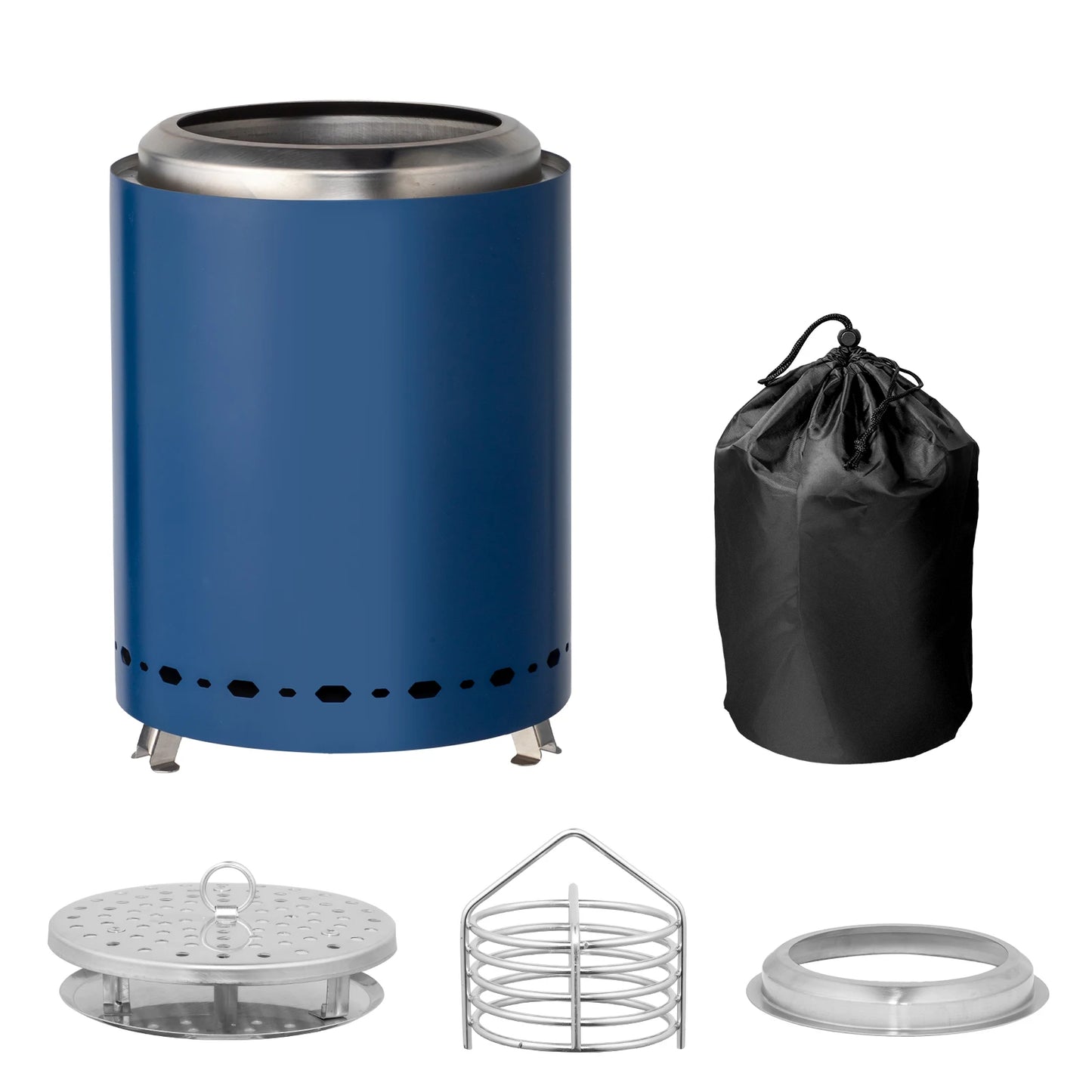 7.1"x7.1"x9.7in smokeless fire pit blue