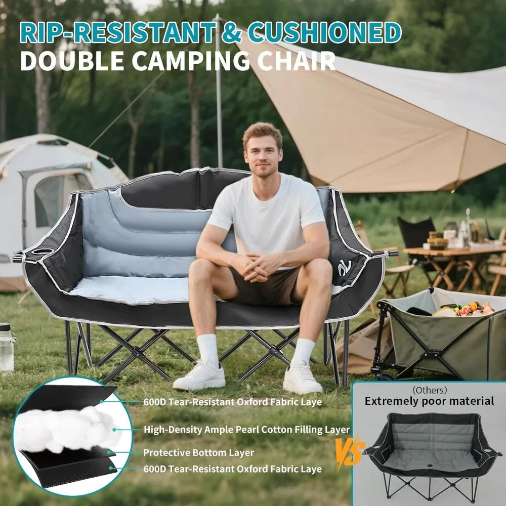 Oversized Heavy Duty Portable Padded Folding Loveseat