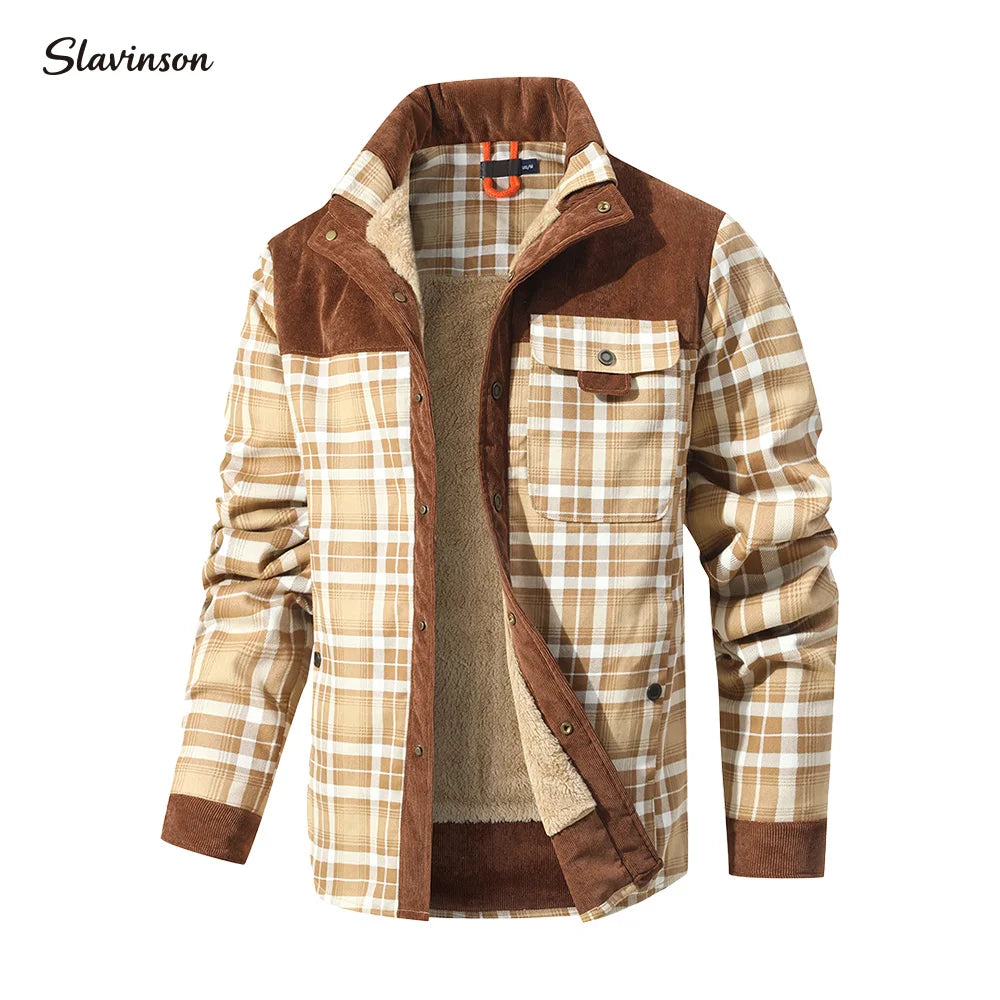 Windproof Warm Casual Bomber, Sherpa Lined Flannel Jacket Men US Size
