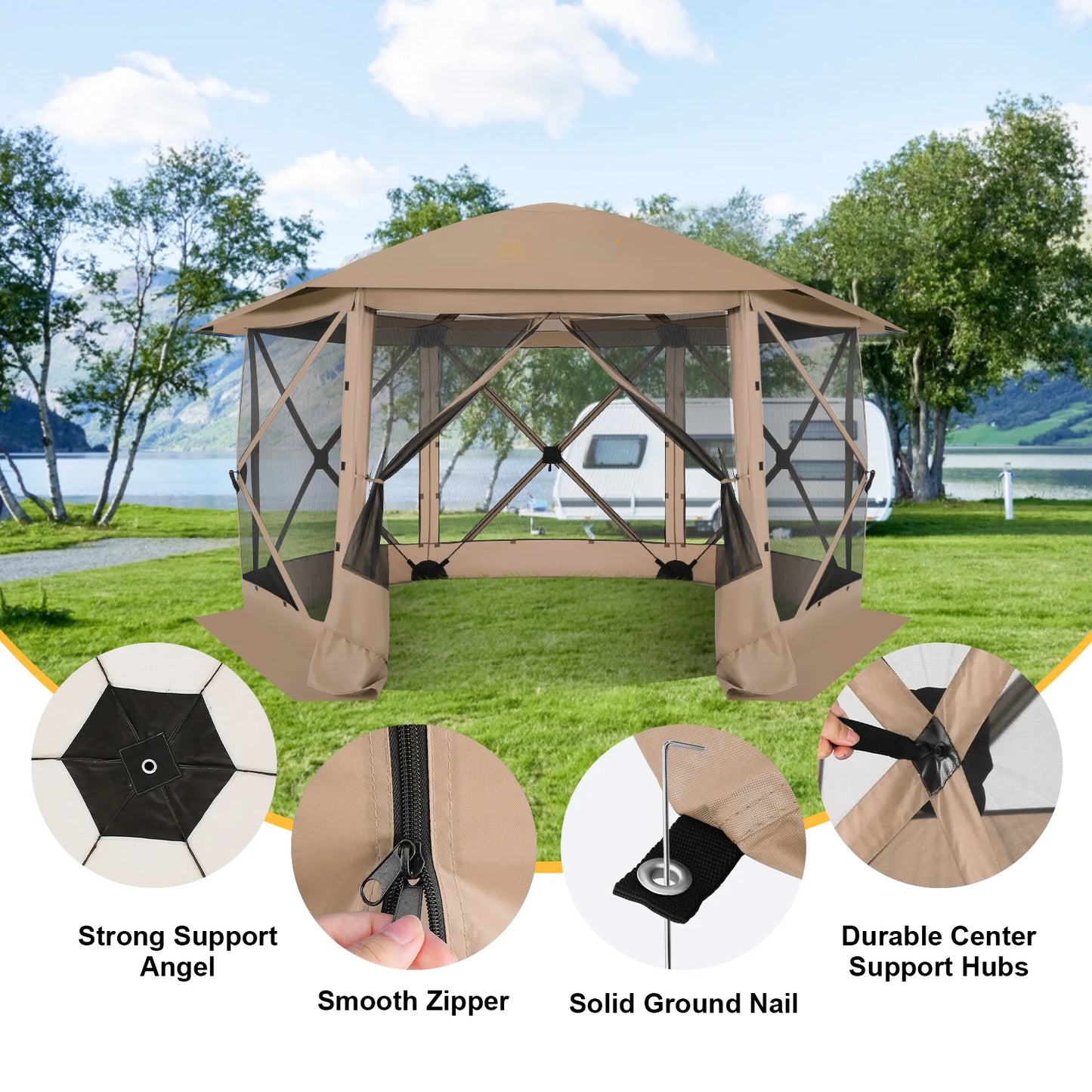 Pop up 12x12 Outdoor Gazebo Screened Tent