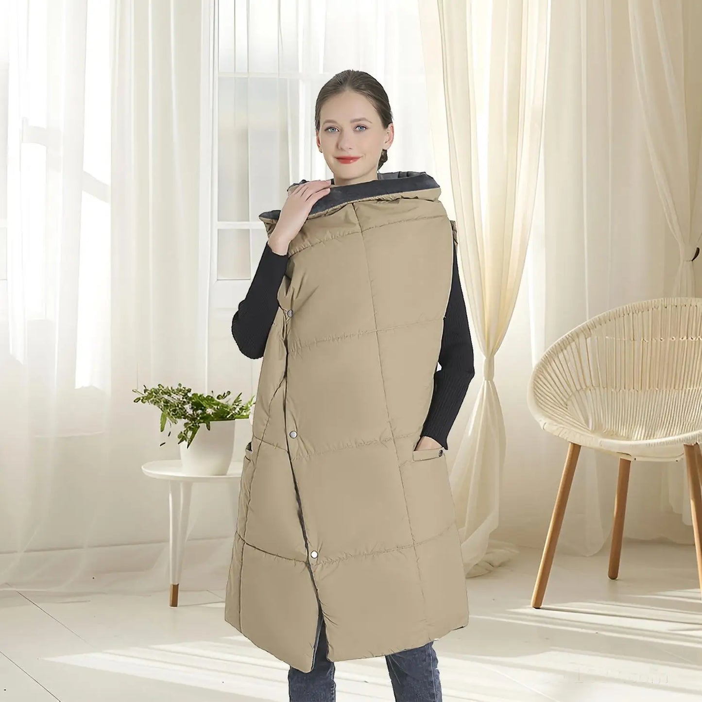 USB Heated Blanket Poncho with Zipper, Arm Pockets