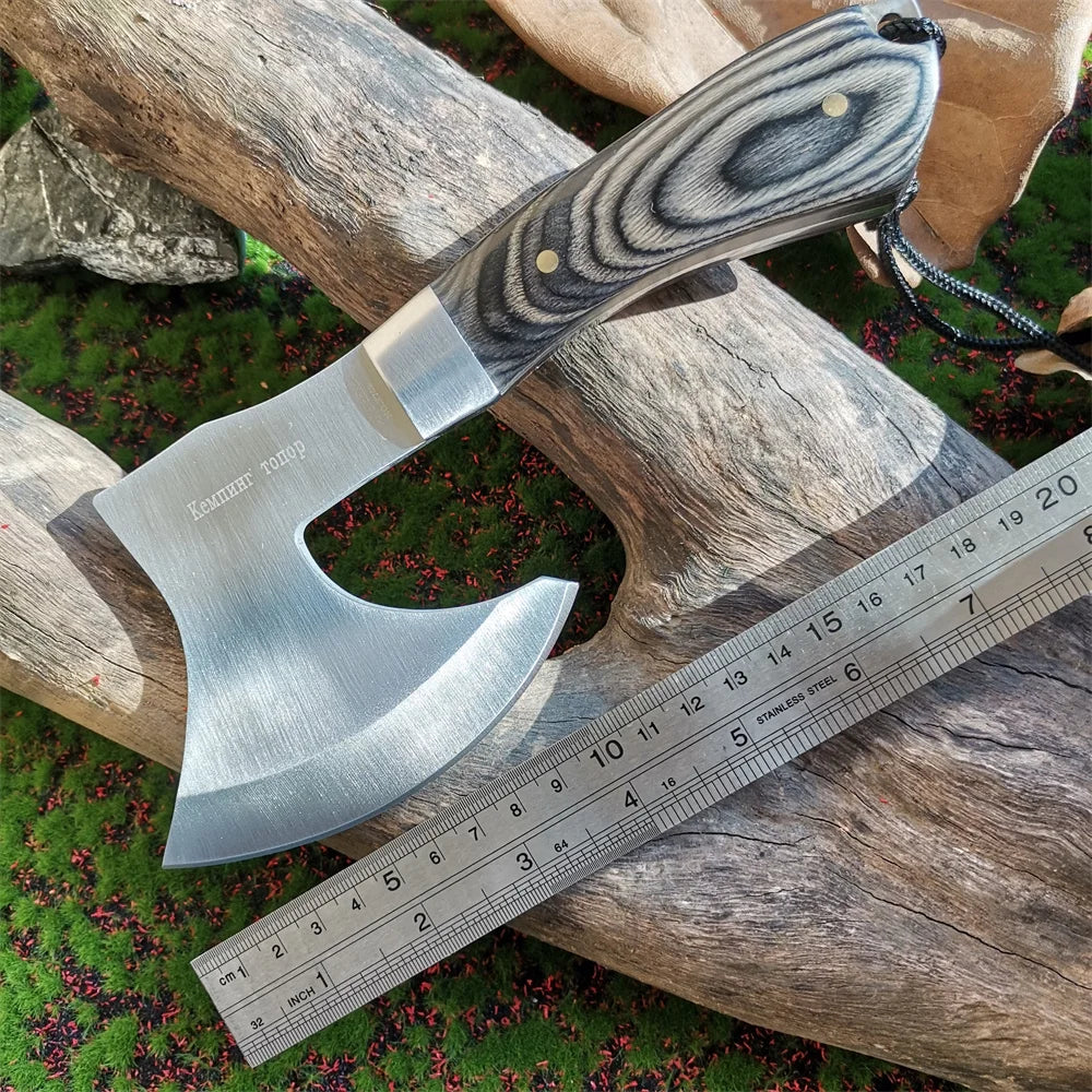 Wooden Handle Stainless Steel Blade Survival Axe