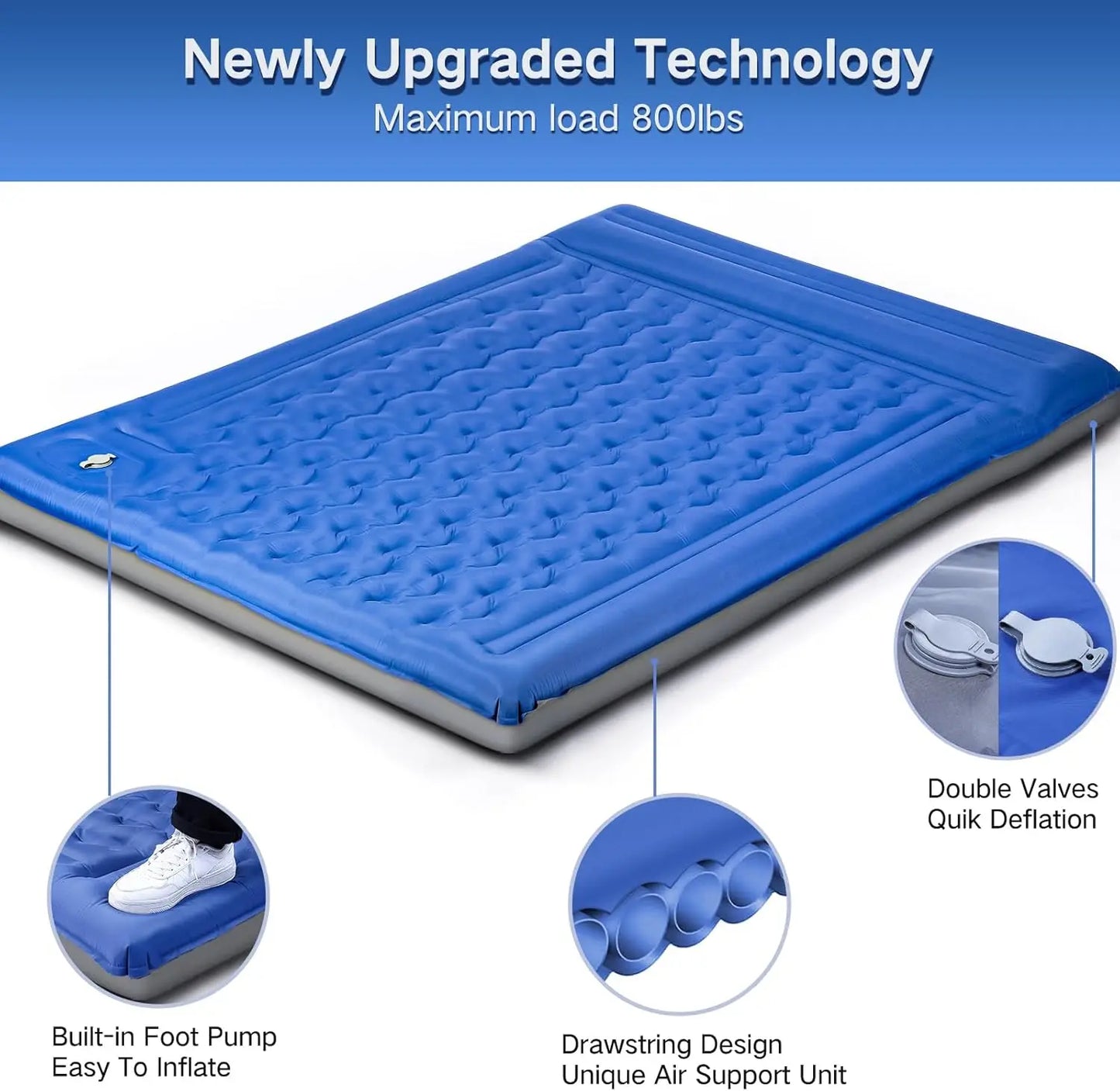 Double Sleeping Inflatable Pad4 Self Inflating 6'' Extra-Thick 2 Person