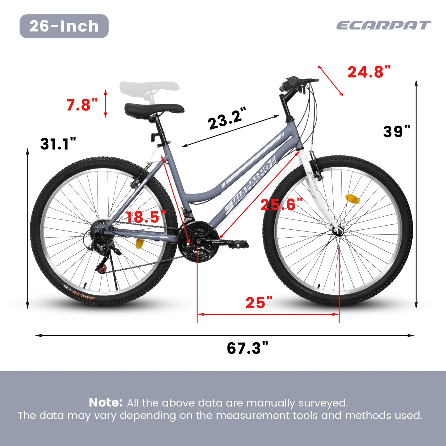 Womens Girls 26 Inch Mountain Bike, 21 Speed
