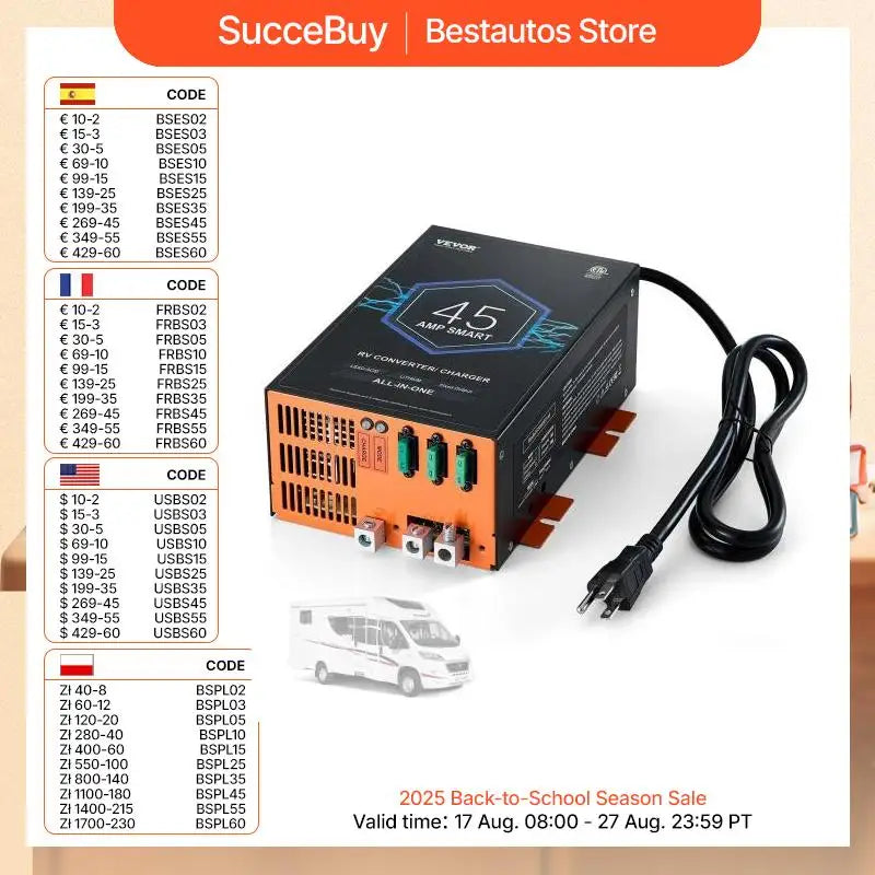 RV Converter 110V AC to 12VDC 4Stage Smart Charging 13V to 16.5V