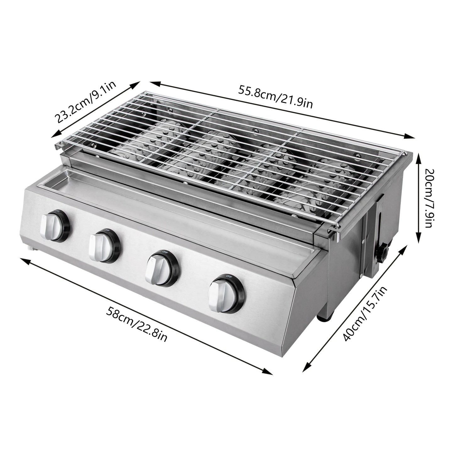 Smokeless Stainless Steel Portable Tabletop Gas Grill