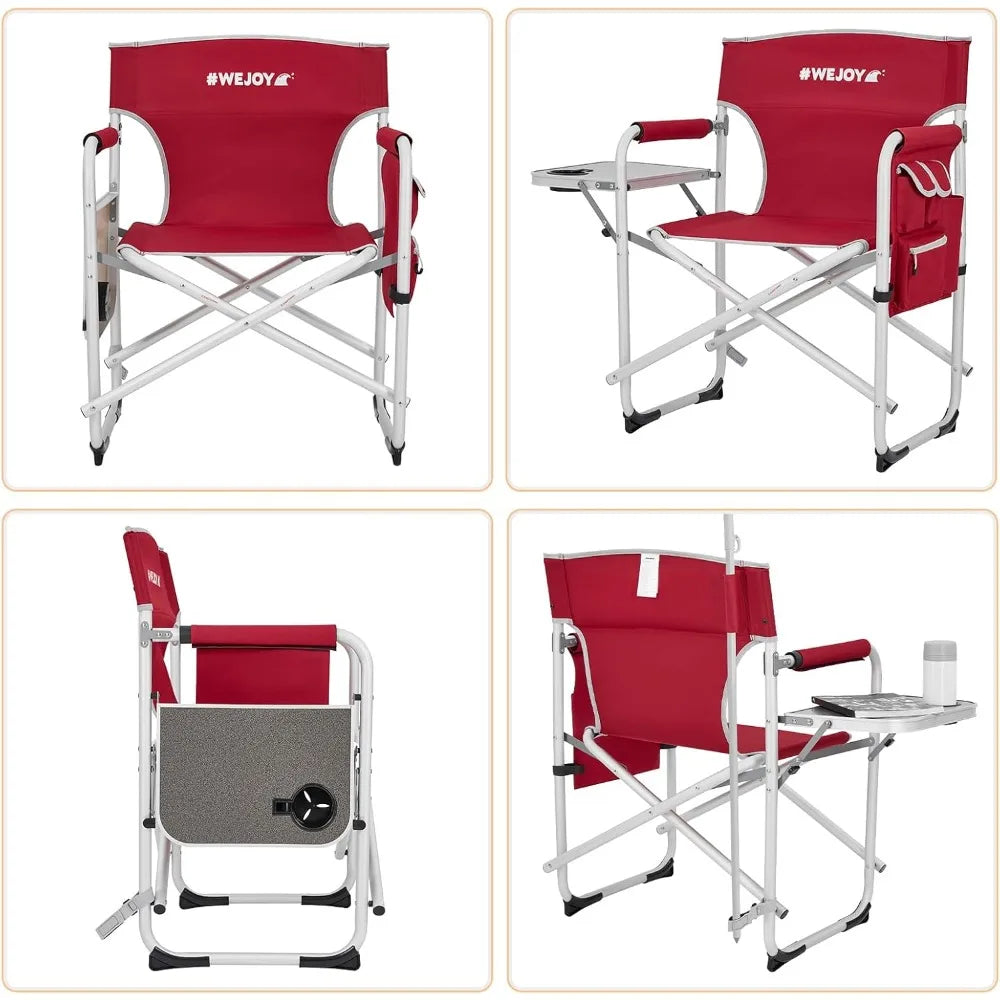 Heavy Duty Oversized Portable Folding Directors Chair with Side Table