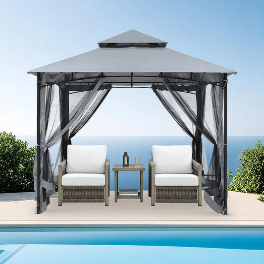 SeeHill 10' X 10' Steel Frame Gazebo with Mosquito Netting