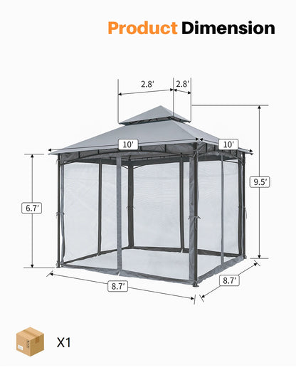 SeeHill 10' X 10' Steel Frame Gazebo with Mosquito Netting