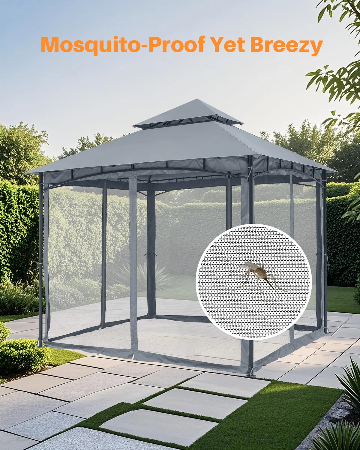 SeeHill 10' X 10' Steel Frame Gazebo with Mosquito Netting