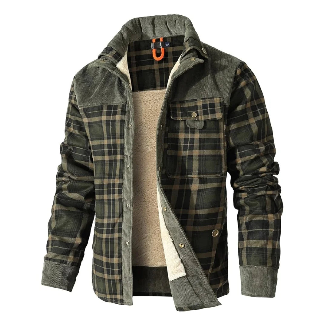 Windproof Warm Casual Bomber, Sherpa Lined Flannel Jacket Men US Size