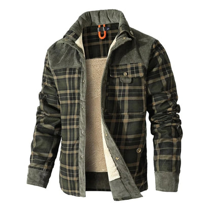 Windproof Warm Casual Bomber, Sherpa Lined Flannel Jacket Men US Size