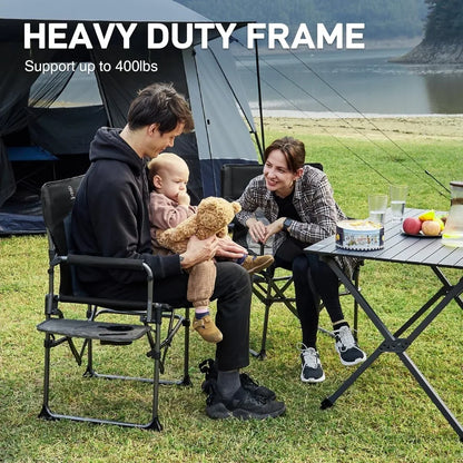 Heavy Duty Portable Folding Directors' Chair with Side Table