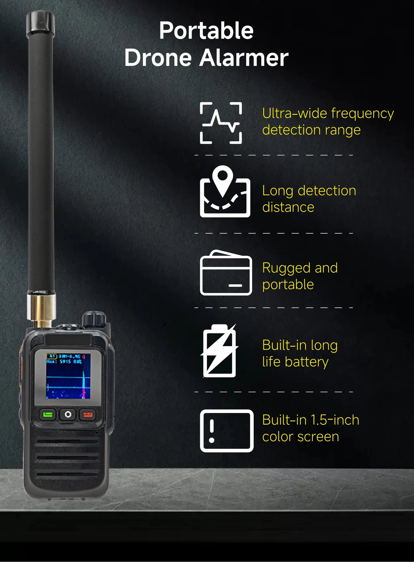 Handheld UAV Multi-band Detector Detection Distance 1-3KM