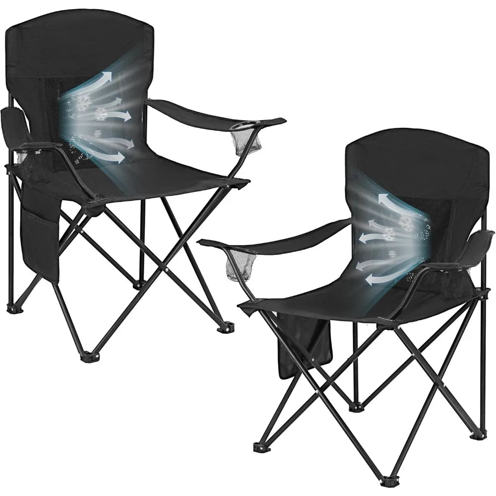 2 Pack Camping Chairs with Fan