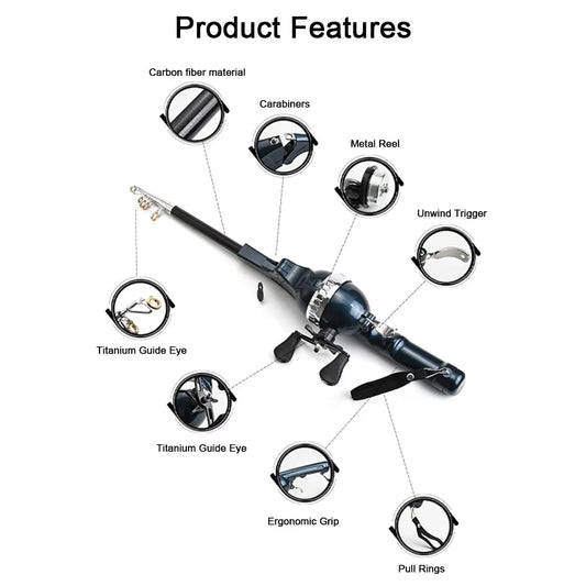 PortableTelescopic Fishing Pole with Reel