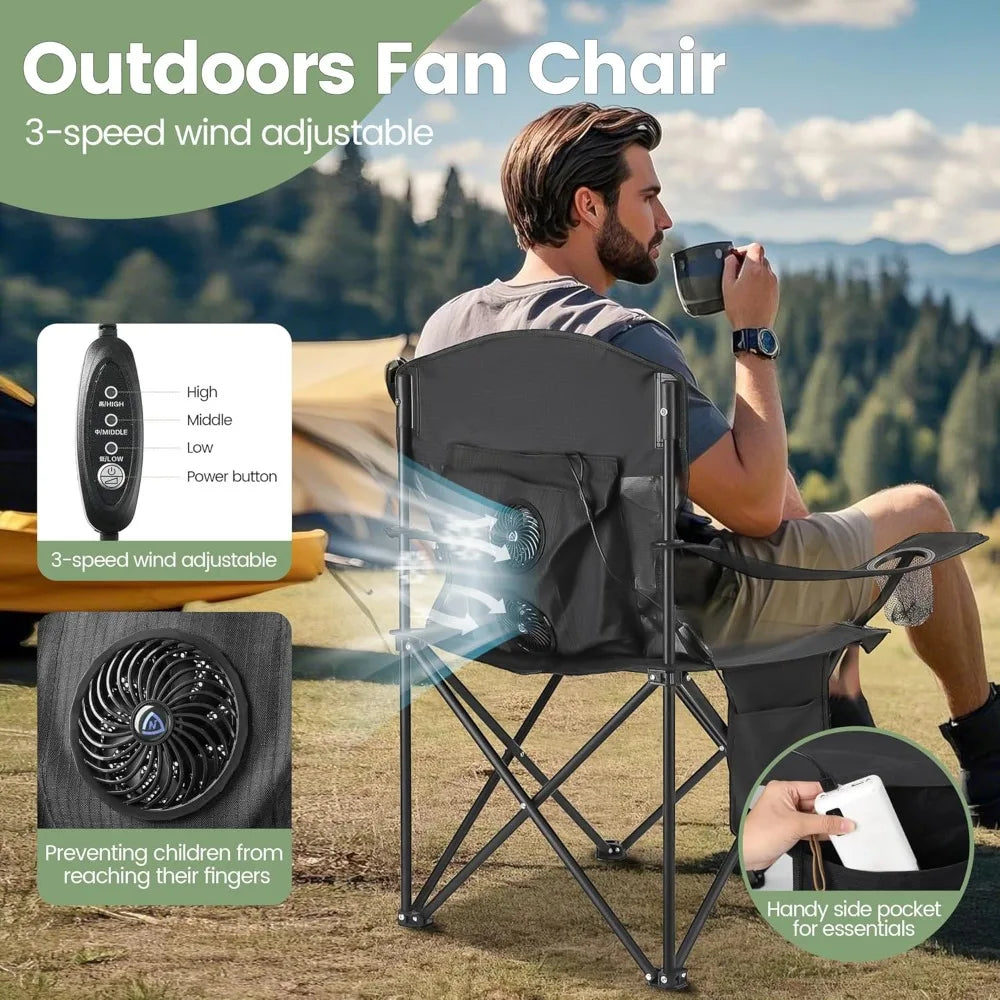 2 Pack Camping Chairs with Fan