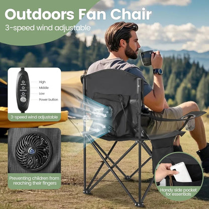 2 Pack Camping Chairs with Fan