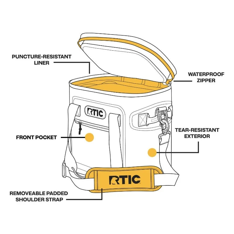 RTIC 20 Can Ultra-Tough Soft Cooler, 15 Qt, Leakproof, Waterproof Zipper