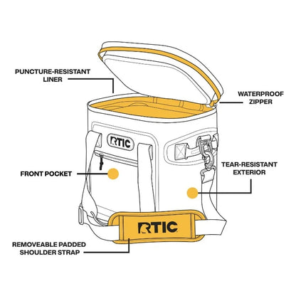 RTIC 20 Can Ultra-Tough Soft Cooler, 15 Qt, Leakproof, Waterproof Zipper