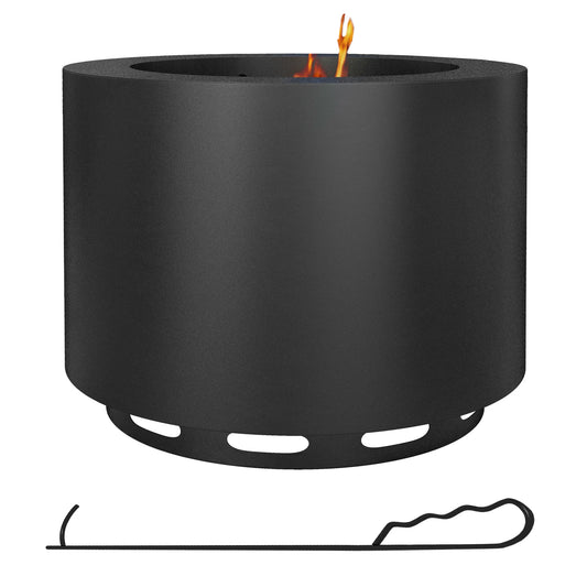 Smokeless Fire Pit with Poker 19" Firepit, Steel, Silver