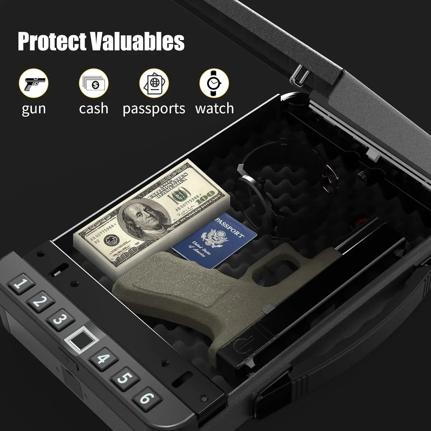 Biometric Gun Safe with Keys and Code to Quick Access