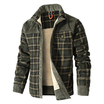 Windproof Warm Casual Bomber, Sherpa Lined Flannel Jacket Men US Size