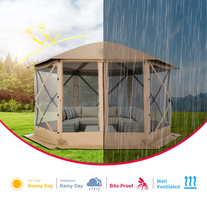 Pop up 12x12 Outdoor Gazebo Screened Tent