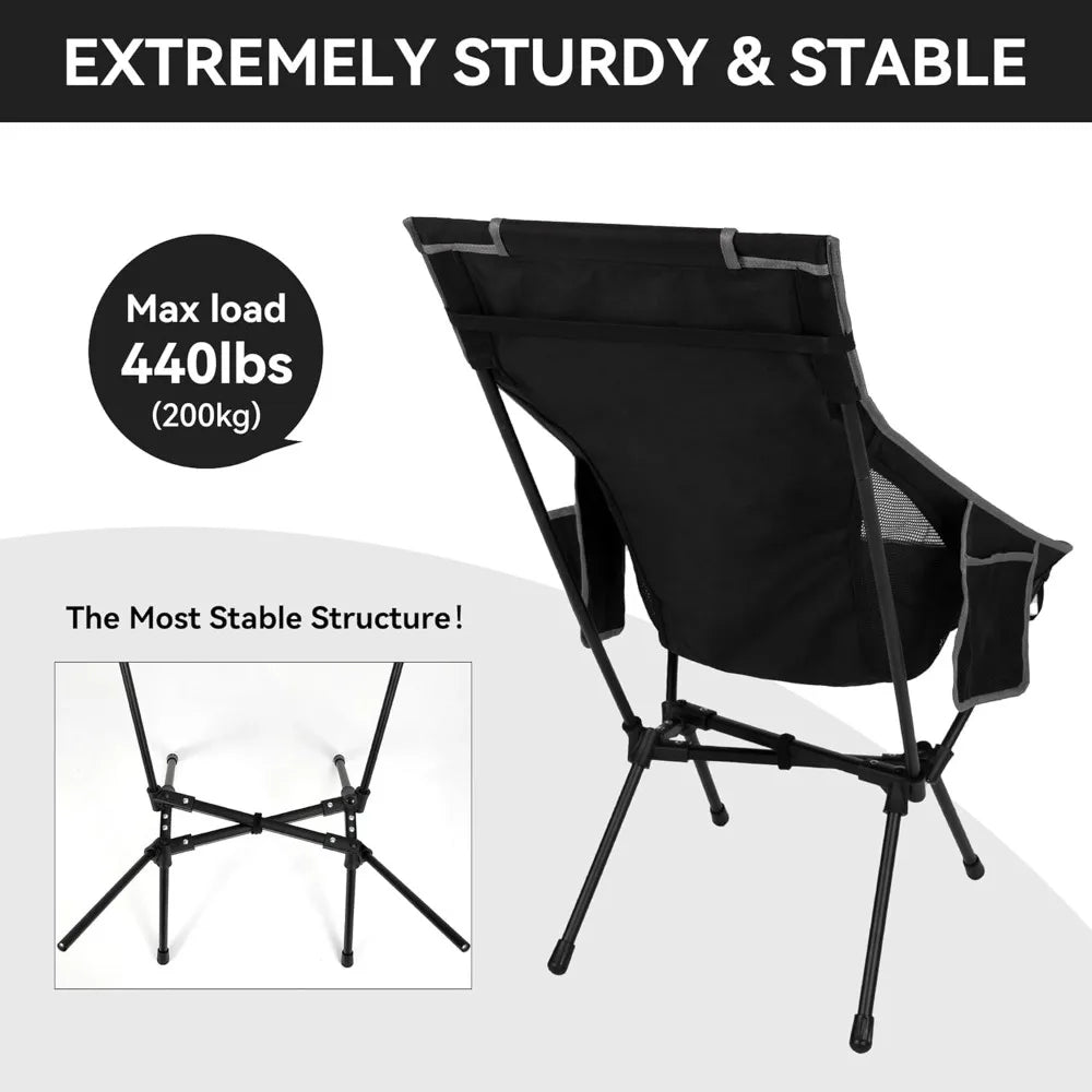 Portable High Back Camping Chair, Support Heavy Duty 440 lbs
