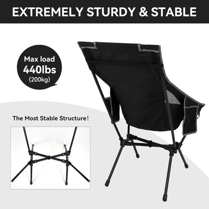 Portable High Back Camping Chair, Support Heavy Duty 440 lbs